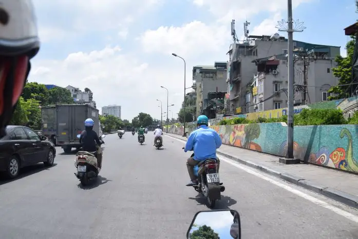 Riding a bike in Hanoi